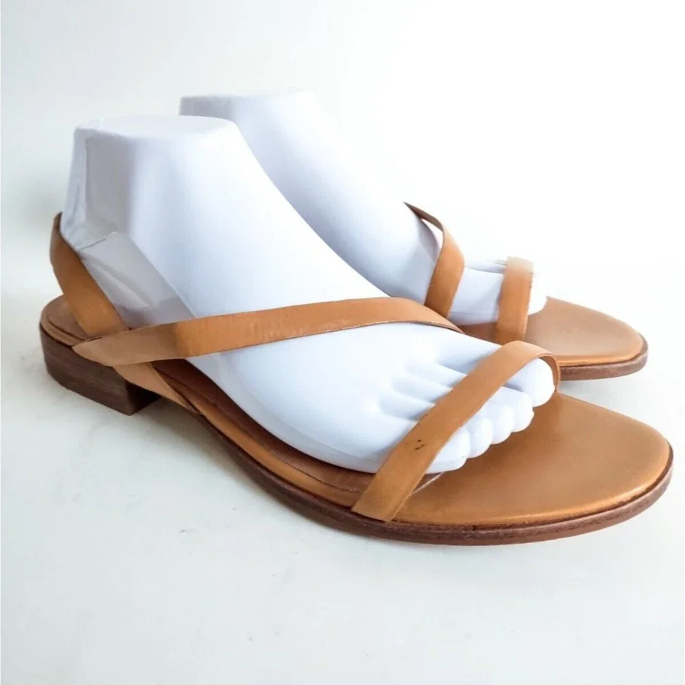 Madewell Heidi Strappy Slingback Camel Tan Minimalist Preppy Leather Sandal 9.5